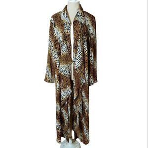Vintage Animal Print Robe Duster Kaftan Kimono Lagenlook Boho Leopard Tiger